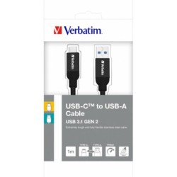 Kabel Verbatim USB C - USB A, 1m, G2, crni